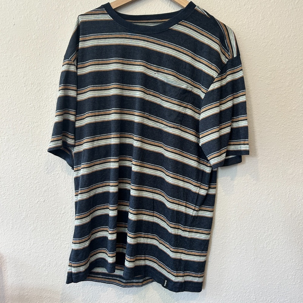 New prAna Cardiff Pocket T-Shirt Nautical Stripe Mens 2XL Short Sleeve